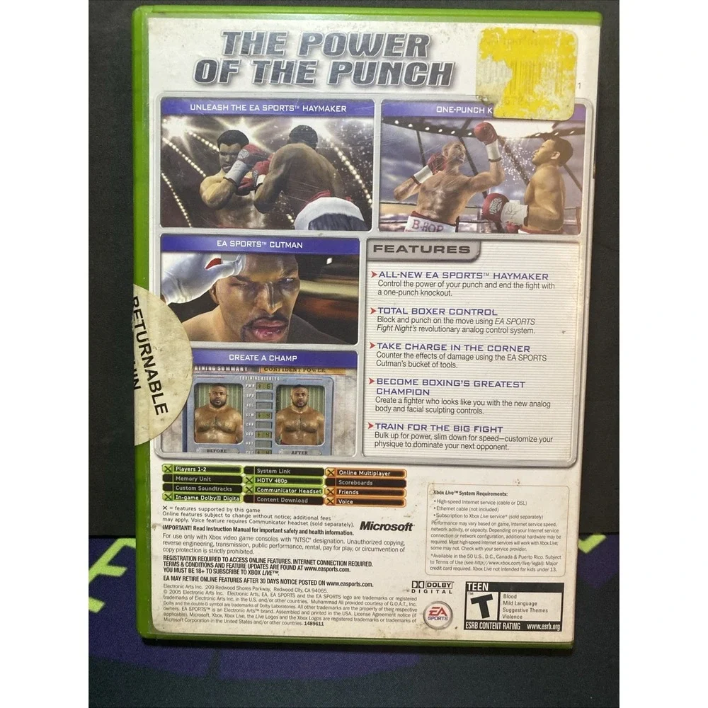 Fight Night: Round 2 (Microsoft Xbox, 2005) - Complete CIB Manual Case Game